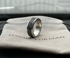 David Yurman Sterling Silver 925 Streamline 3 Row Black Pave Diamond Ring S 8.5 picture