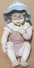 VINTAGE Ceramic Bisque Piano Baby 12” Girl Figurine German Romanticism Style picture