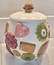 VTG Large 1950s NAPCO Cookies All Over Cookie Jar Canister Walnut Knob Japan picture