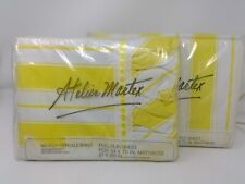 Vintage Yellow & White Striped Atelier Martex Percale Full Flat & Fitted Sheets picture