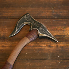 Custom Antique Gift Hand Forged Carbon Steel Vintage VIKING AXE with Wood Shaft picture