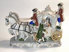 Antique 1809 German Porcelain Horse And Carriage With Footman Figurine picture