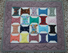 WONDERFUL Miniature Bow Ties Signed & Dated Doll Quilt ~BEAUTIFUL FABRICS picture