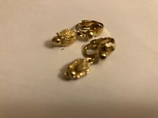 VINTAGE estate small gold tone tulip dangle  clip on   earrings picture