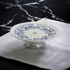 Royal Vale Bone China England Vtg Blue Floral Footed Trinket Tidbit Dresser Dish picture