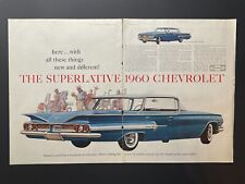 Original 1960 Chevy Impala Bel Air Car - 2 Page Print Advertisement (20 X 14) picture