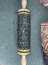 Boleslawiec Polish Pottery Rolling Pin 12” Peacock eyes picture