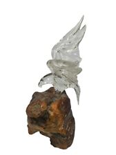 Nice Glass  Eagle Figure on Manzanita Wood  picture