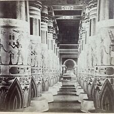 Antique 1860s Crystal Palace Egypt Pillars London Stereoview Photo Card P1980-07 picture