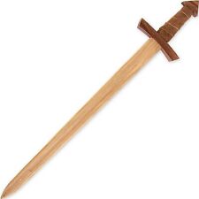Beech Wood Pretend Play Practice Training Wooden Arming Sword w/ Leather Handle picture