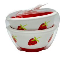 Terramoto Ceramic Summer Strawberry Dessert Bowl Set NWT E34 picture
