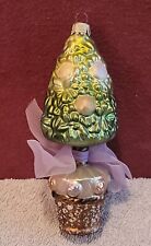 Vtg Hand Blown Glass Topiary Tree Christmas Ornament Germany 6” picture