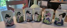 Japanese Geisha Porcelain/Ceramic Cups for Tea/Wine/Sake Artist Signed  picture