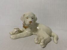 Lenox Porcelain China Puppy Dog Figurine with Ball Ivory Gold  ~ 5