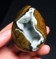 TOP 56G Natural Mongolia Gobi Agate Eye Agate EGG Geode Stone Collection QC125 picture