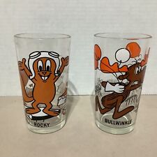 Vtg Pair HTF Rocky & Bullwinkle PEPSI Glasses Tumblers Collector Series Cartoon picture
