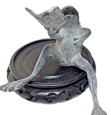 Singing Frog Garden Figurine Oxidized Metal 6 inch Pot Sitting picture