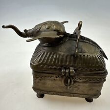 Vintage Brass / Bronze ELEPHANT DHOKRA Box Trinket Box picture