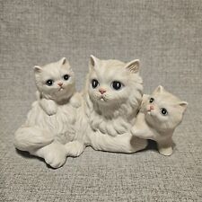 Homco White Kitty Persian Cat Family Figurine Home Interior #1412 Mama Kittens picture