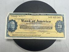 Vintage Bank of America Travelers Cheque $20 Check picture
