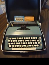 Vintage Smith Corona Super Sterling Blue Typewriter w Hard Case  picture