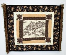 Brown Toile Farming Quilted Wall Hanging Mini Quilt Decoration Table Topper picture