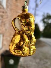 Vintage Elephant Christmas Ornament West Germany Mercury Glass Gold 3” picture