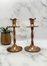 Pair Of Solid Copper Twisted Taper Candlestick Holders picture
