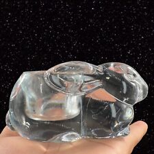 Clear Bunny Rabbit Art Glass Figural Candle Holder Votive Figurine Glass Vintage picture
