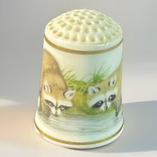 Vtg  1981 WWF World Wildlife Fund RACCOONS COLLECTORS Thimble (Franklin Mint) picture
