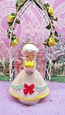 Vtg Lefton Napco ERA ANGEL Holds Yellow Chickens Motto Don't Count Your Chickens picture