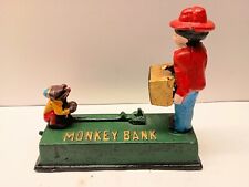 MONKEY BANK  CAST IRON STEEL COIN MECHANICAL BANK (Tested-Working) picture