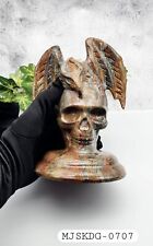 Mountain Jasper Skull With Dragon, Gothic Dragon, Decor, Hand-Carved Skull Large picture
