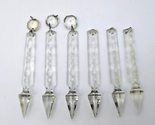 Lot of 6 Antique Crystal Chandelier Notched 6