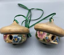 2pc Handmade Country Style Patio Indoor Decor  Hand-Painted Bird House Unique picture