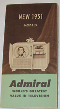 VINTAGE ADMIRAL 1951 TELEVISION TV FOLD-OUT BROCHURE TABLE & 19