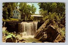 Warren VT-Vermont, Falls And Covered Bridge, Antique, Vintage c1977 Postcard picture
