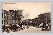 Fulton NY-New York, Scenic View Of First St, Antique, Souvenir Vintage Postcard picture