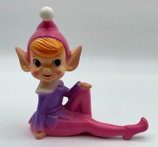 Vintage Nanco Large Pixie Elf Figurine Pink & Purple Made in Japan 1950s Kitsch picture