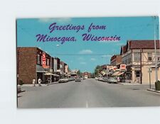 Postcard Street Scene Greetings from Minocqua Wisconsin USA picture