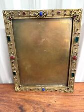 Antique Bohemian Gold Metal Frame W/ Paste Stone Jewels picture