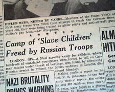 CONCENTRATION CAMP For Children LIBERATED Hitler Youth Photo 1945 WWII Newspaper picture