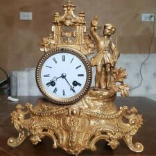 Antique Metal Figural Mantle Clock Man on Left of Clock picture