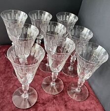 Antique HAWKES ABP Crystal Water/Wine Goblets Etched with Sheraton Border Set 9 picture