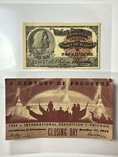 Lot of 2 - 1893 World's Columbian Exposition Ticket Chicago, Columbus Portrait picture