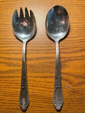 Vintage Russian Melchior Silver Plated Salad Fork and Sauce Spoon Set 2 pcs 1980 picture
