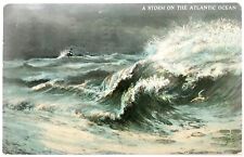 Postcard A Storm on the Atlantic Ocean 1912 Atlantic City NJ Ocean Waves Posted picture