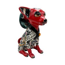 Talavera Chihuahua Folk Art Cute Dog Home Decor Mexican Pottery Multicolor 8.5