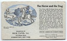 c1920 SCHENECTADY NY BECK PAPER THE HORSE AND THE STAG AD INK BLOTTER Z1466 picture