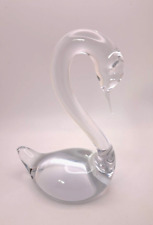 Handblown Solid Crystal Glass Swan Figurine~Paperweight VGC 6